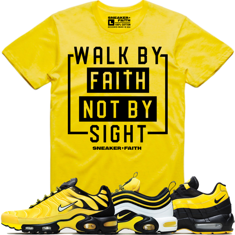 WALK BY FAITH Sneaker Tees Shirt - Nike Air Max Frequency Pack Bumble Bee