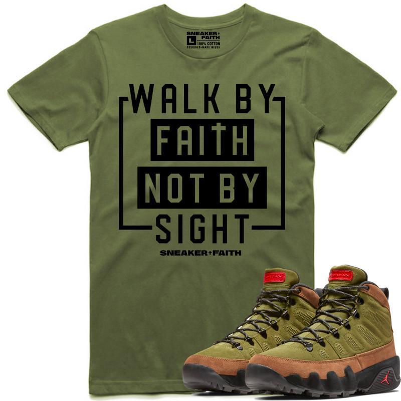 WALK BY FAITH Sneaker Tees Shirt to Match - Jordan 9 Beef Broccoli