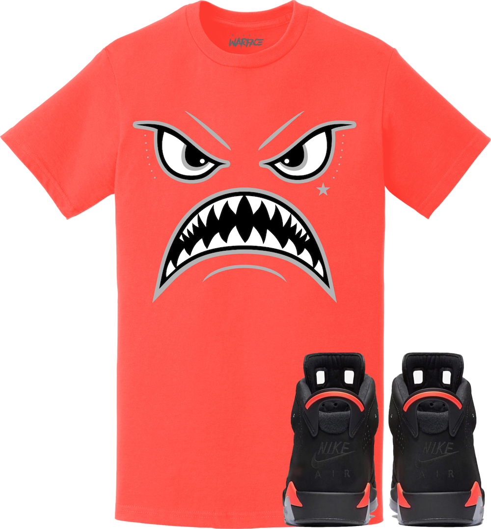 Jordan Retro 6 Black Infrared 2019 Sneaker Tees Shirt to Match - OREO WARFACE