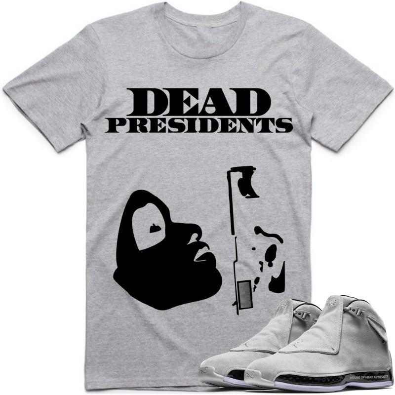 PRESIDENTS Ash Grey Sneaker Tees Shirt - Jordan 18 Grey Suede