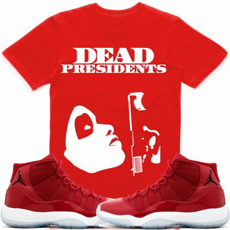 PRESIDENTS Sneaker Tees Shirt - Jordan 11 Win Like 96 Gym Red